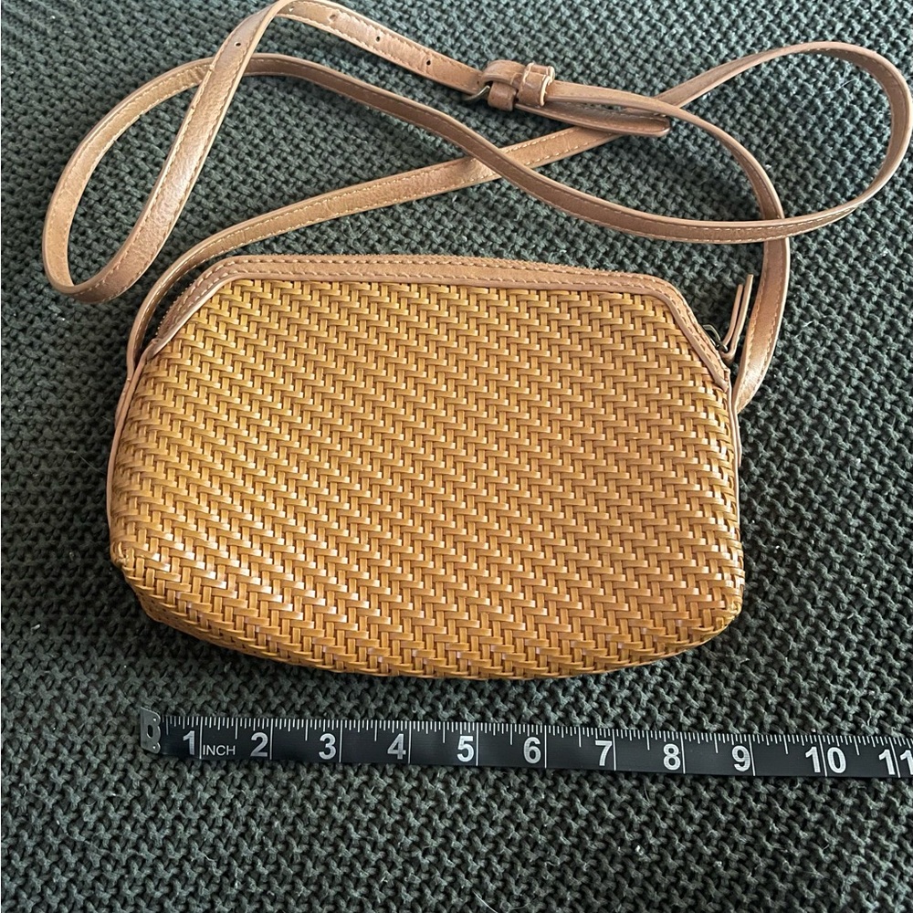 Tan Woven Crossbody Bag